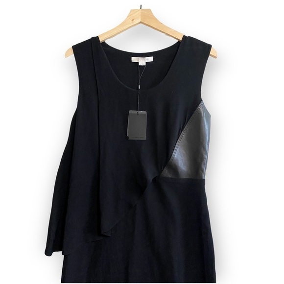 NWT Alexander Wang Black Sheath Dress with Leather Inset, Size 10 - Picture 3 of 15